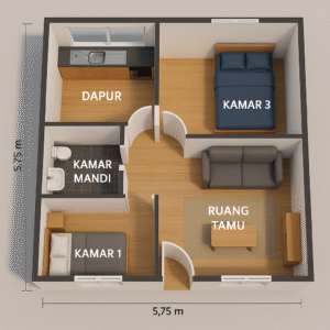 contoh denah rumah hemat biaya